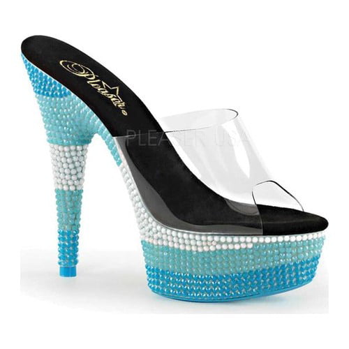 Pleaser ADORE-709RBS Women's Neon UV Blue High Heel Platform Ankle Strap Sandal